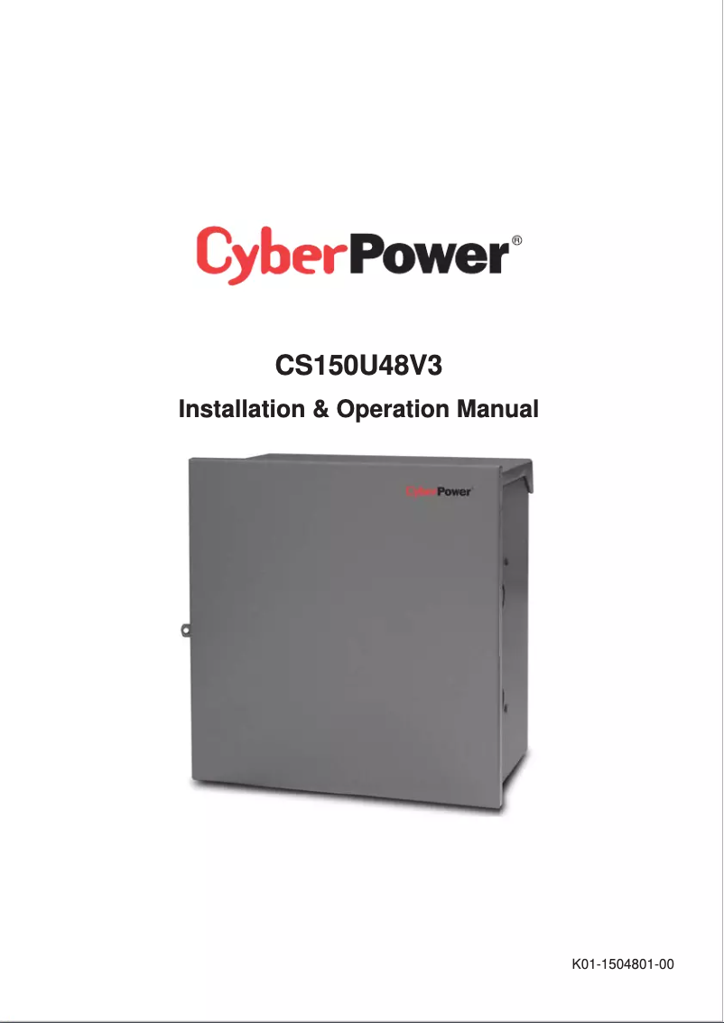 Page n°1 - Manuel utilisateur CyberPower CS150U48V3