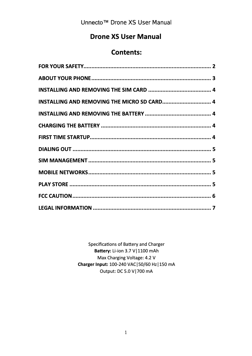 Page n°1 - Manuel utilisateur Unnecto Quattro XS