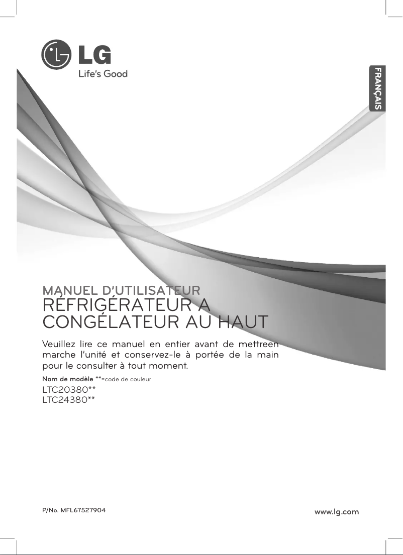 Page 1 de la notice Mode d'emploi LG LTC20380SW