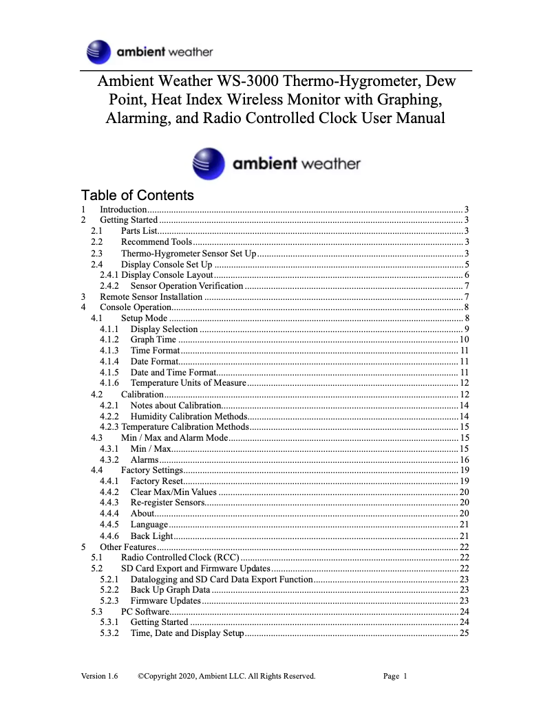 Image de la première page du manuel de l'appareil WS-3000-X5