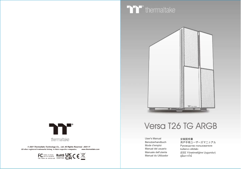 Page 1 de la notice Manuel utilisateur Thermaltake Versa T27 TG ARGB