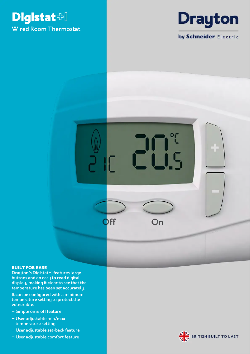 Page 1 de la notice Fiche technique Drayton Digistat+1