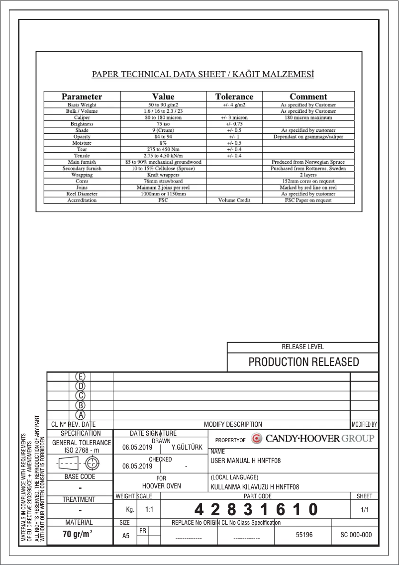 Page 1 de la notice Manuel utilisateur Hoover HOAZ7173WI WF/E