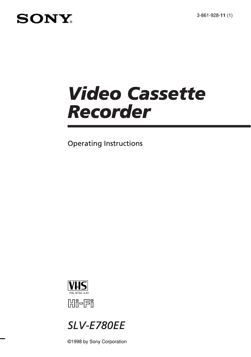 Page 1 de la notice Manuel utilisateur Sony SLV-E780EE