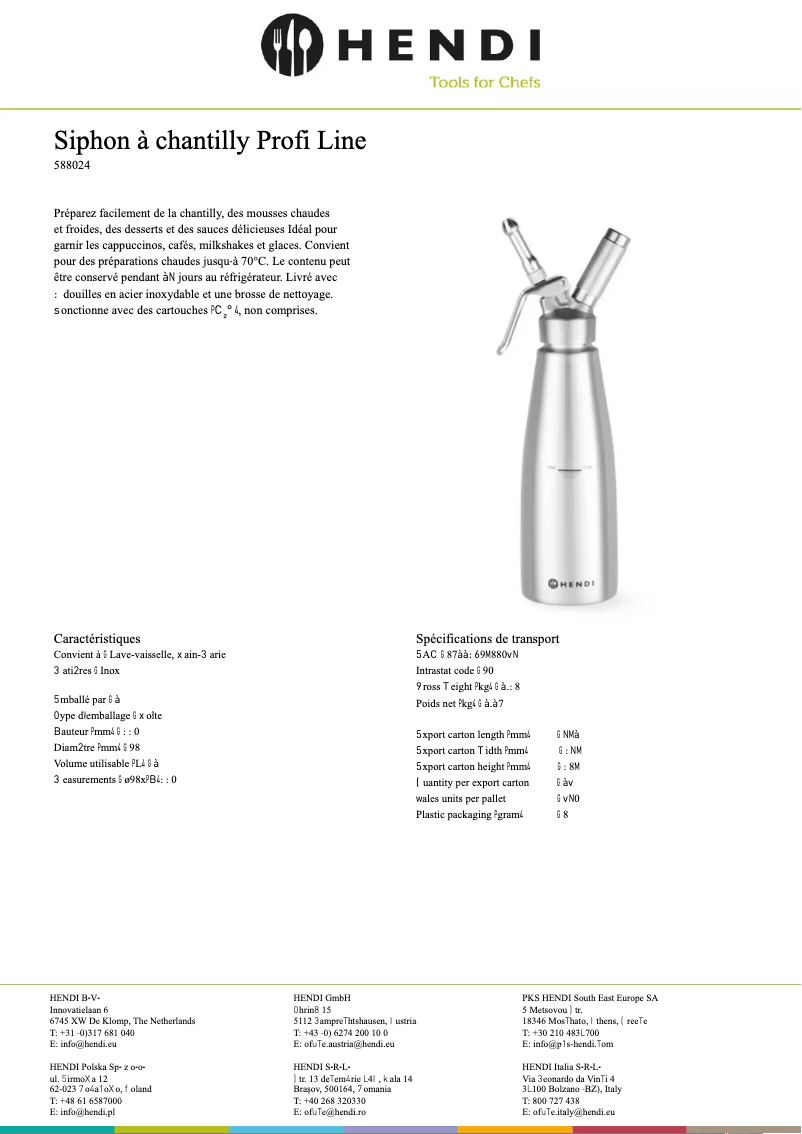 Página 1 del manual Ficha técnica Hendi Profi Line 588017