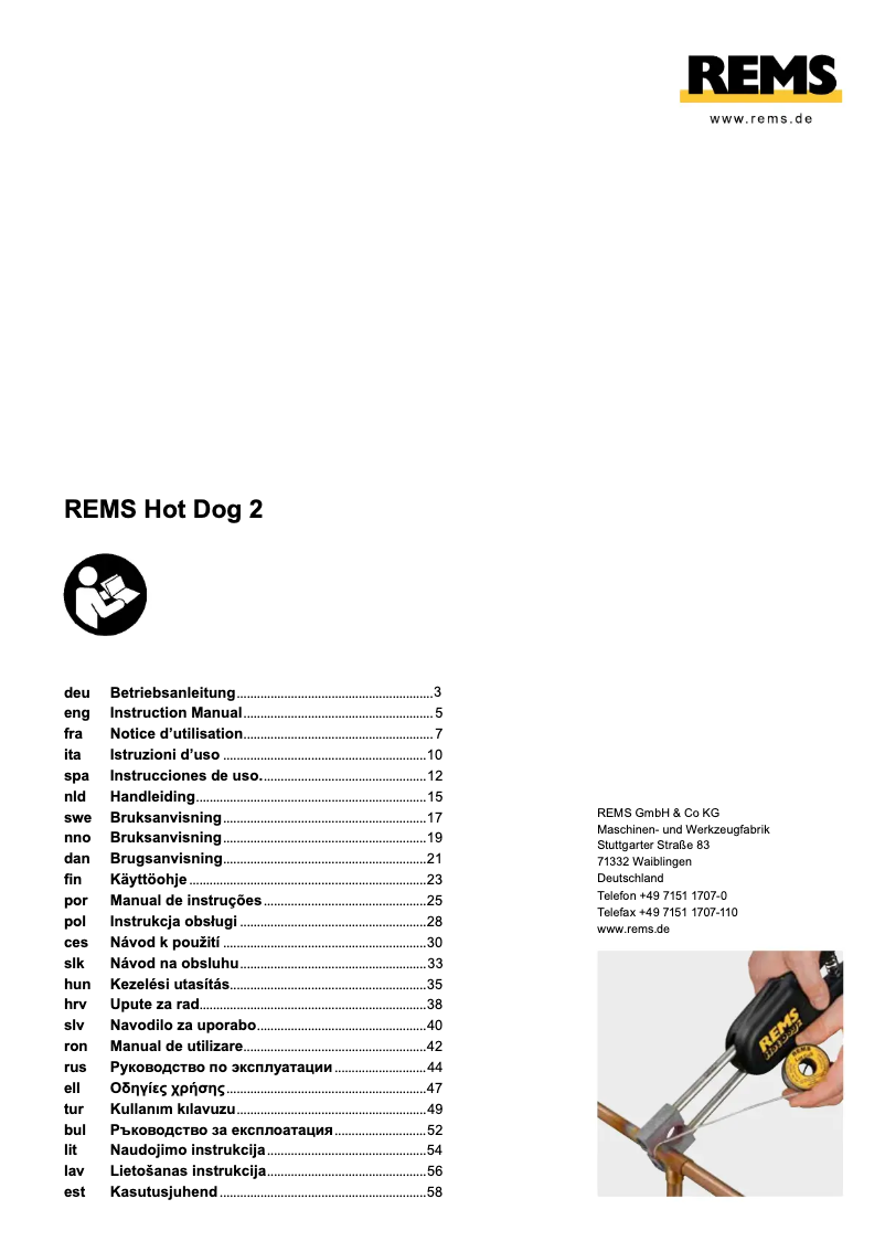 Page 1 de la notice Manuel utilisateur REMS Hot Dog 2
