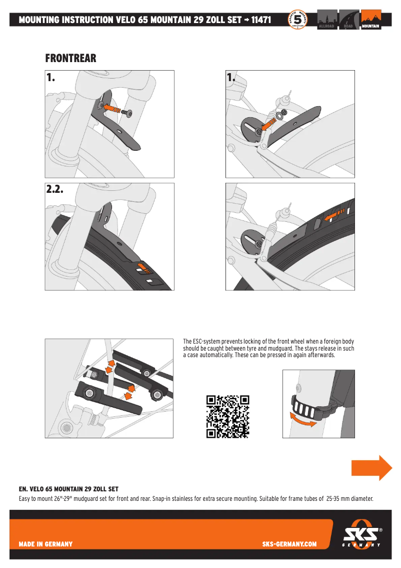 Page 1 de la notice Manuel utilisateur SKS Velo 65
