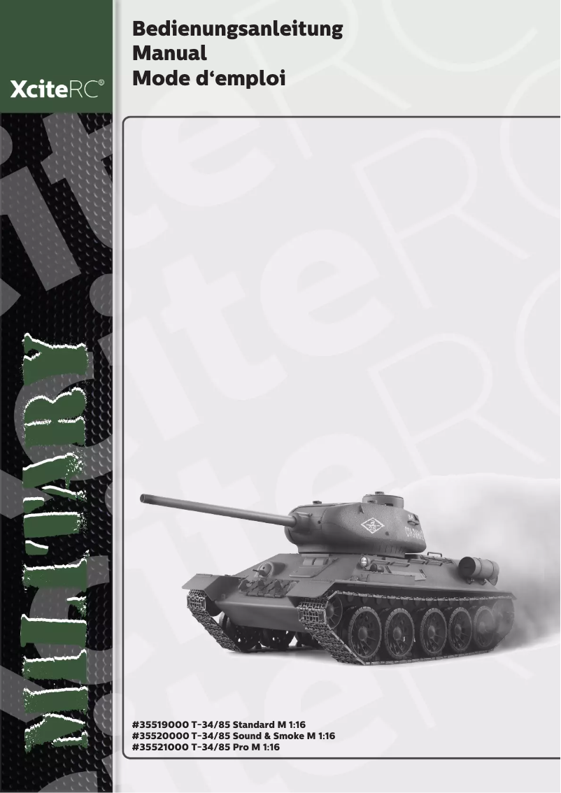 Page 1 de la notice Manuel utilisateur XciteRC T-34/85