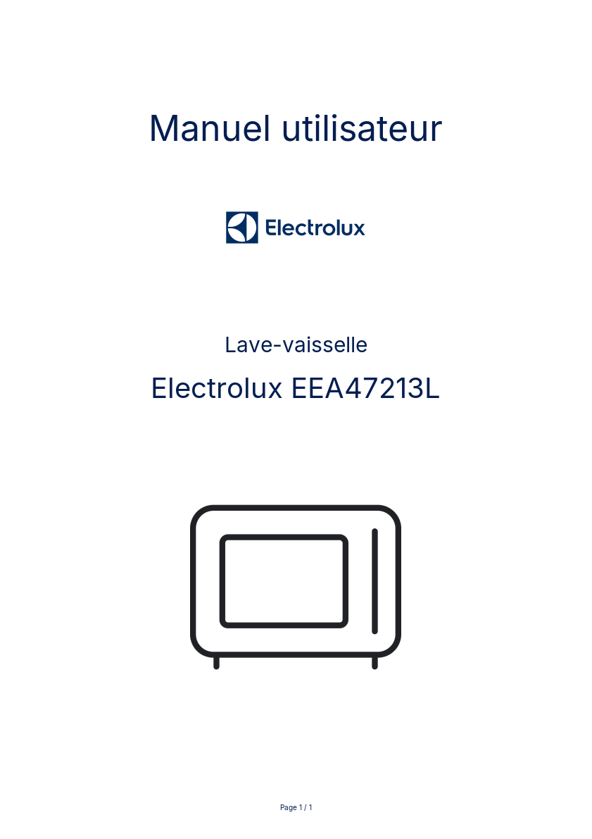 Page n°1 - Manuel utilisateur Electrolux EEA47213L