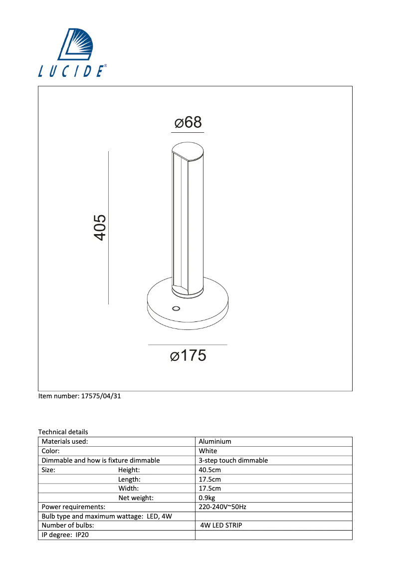 Image de la première page du manuel de l'appareil Flux led 17575/04/31