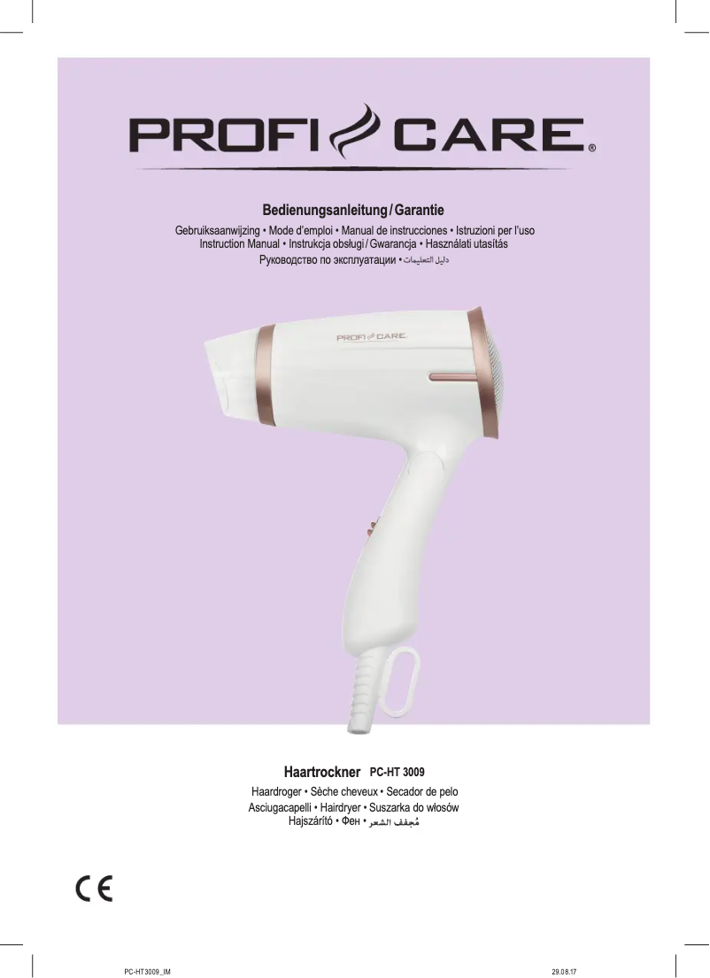 Page 1 of the manual Instruction Manual ProfiCare PC-HT 3009