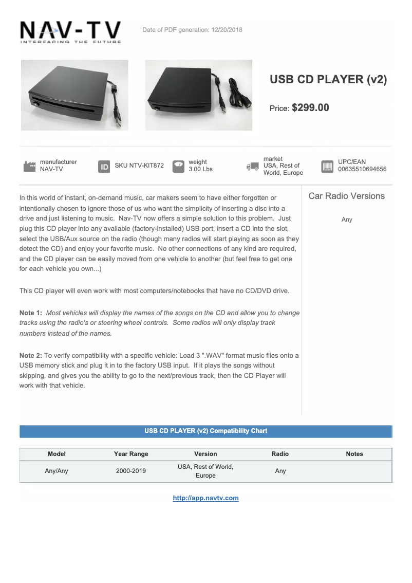 Page 1 de la notice Manuel utilisateur NAV-TV NTV-KIT853