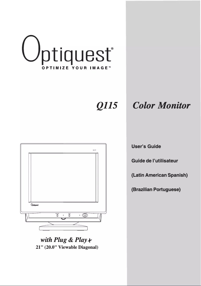 Page n°1 - Manuel utilisateur Viewsonic Optiquest Q115