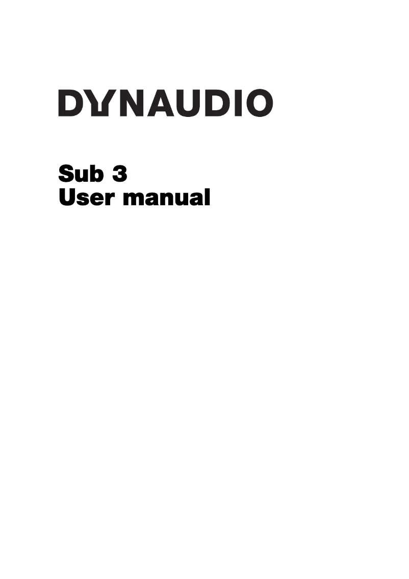 Page n°1 - Manuel utilisateur Dynaudio Sub 3
