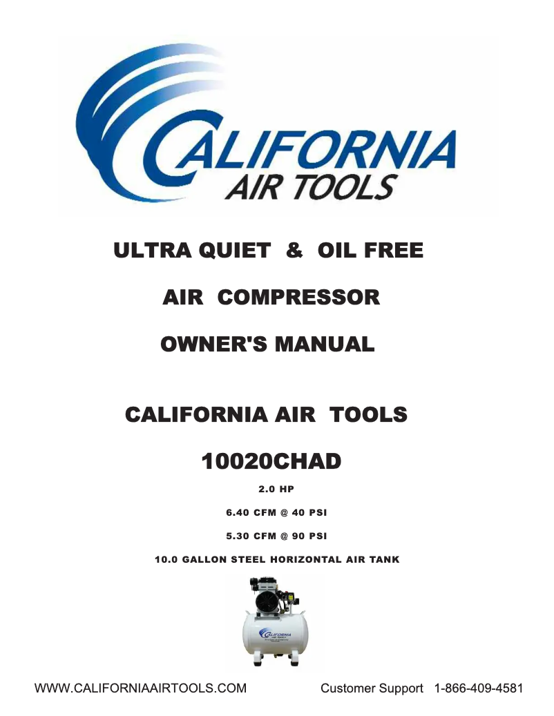 Page n°1 - Manuel utilisateur California Air Tools 10020CHAD