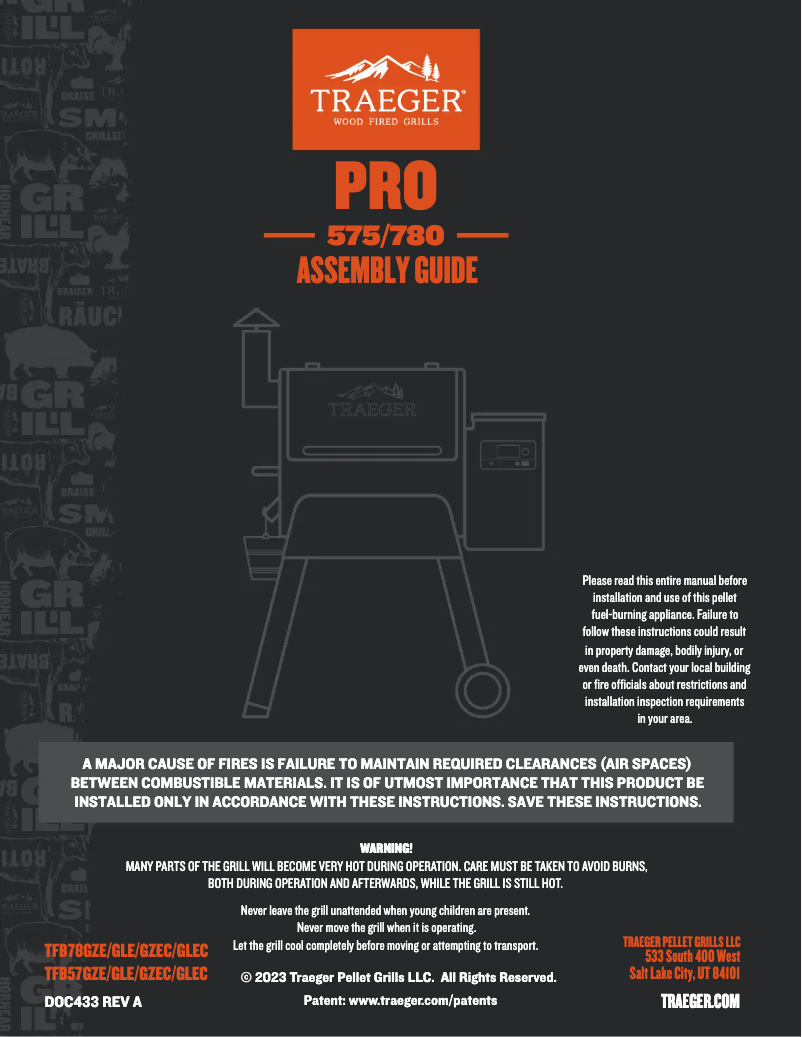 Page 1 de la notice Instructions / montage Traeger PRO 780