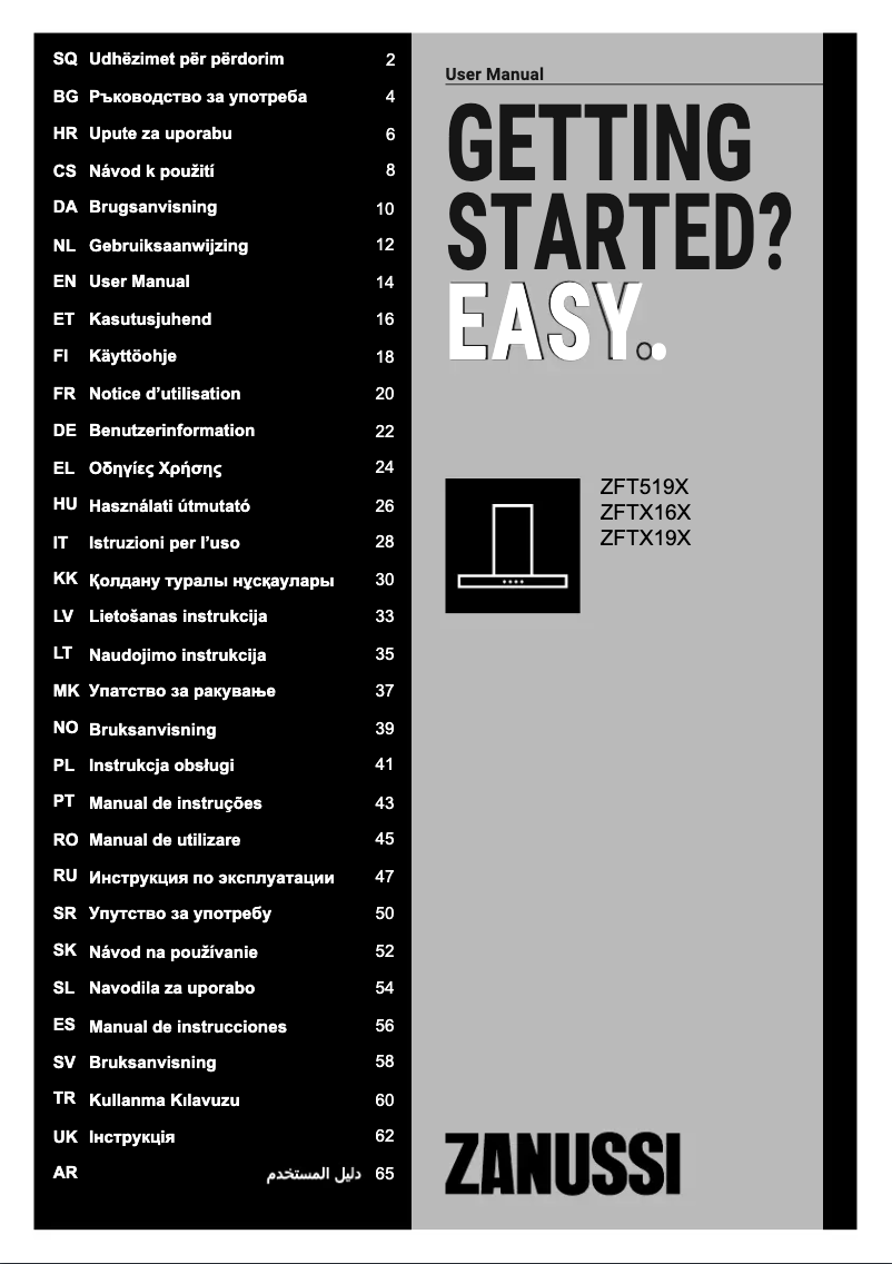 Page n°1 - Manuel utilisateur Zanussi ZFT516X