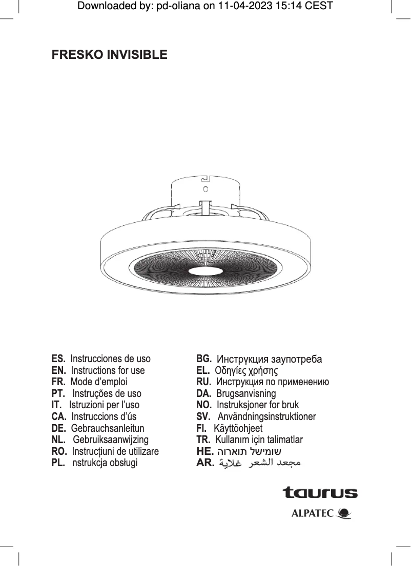 Image de la première page du manuel de l'appareil Fresko invisible