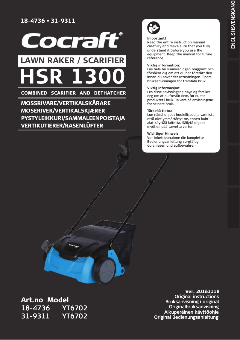 Página 1 del manual Manual de usuario Cocraft HSR 1300