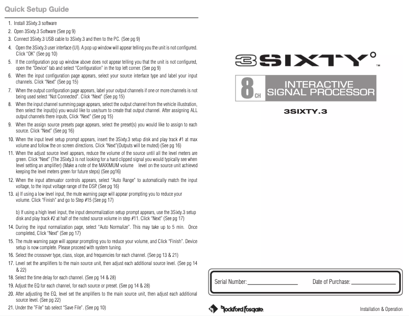 Page n°1 - Mode d'emploi Rockford Fosgate 3SIXTY.3