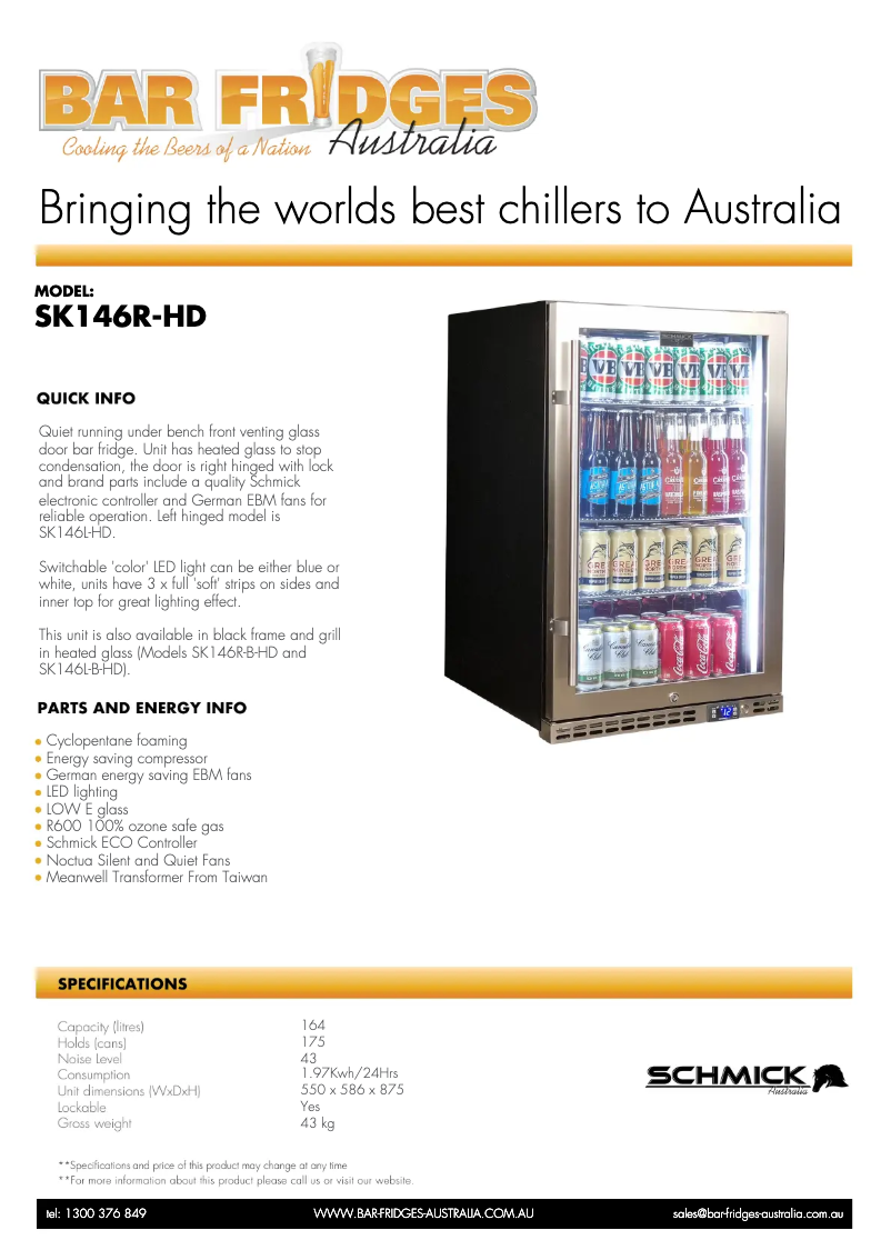 Page 1 de la notice Fiche technique Schmick SK146R-HD