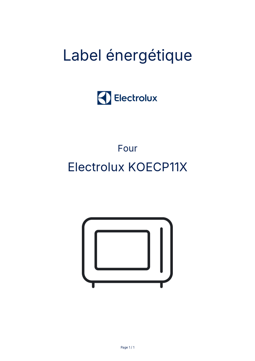 Page n°1 - Label énergétique Electrolux KOECP11X