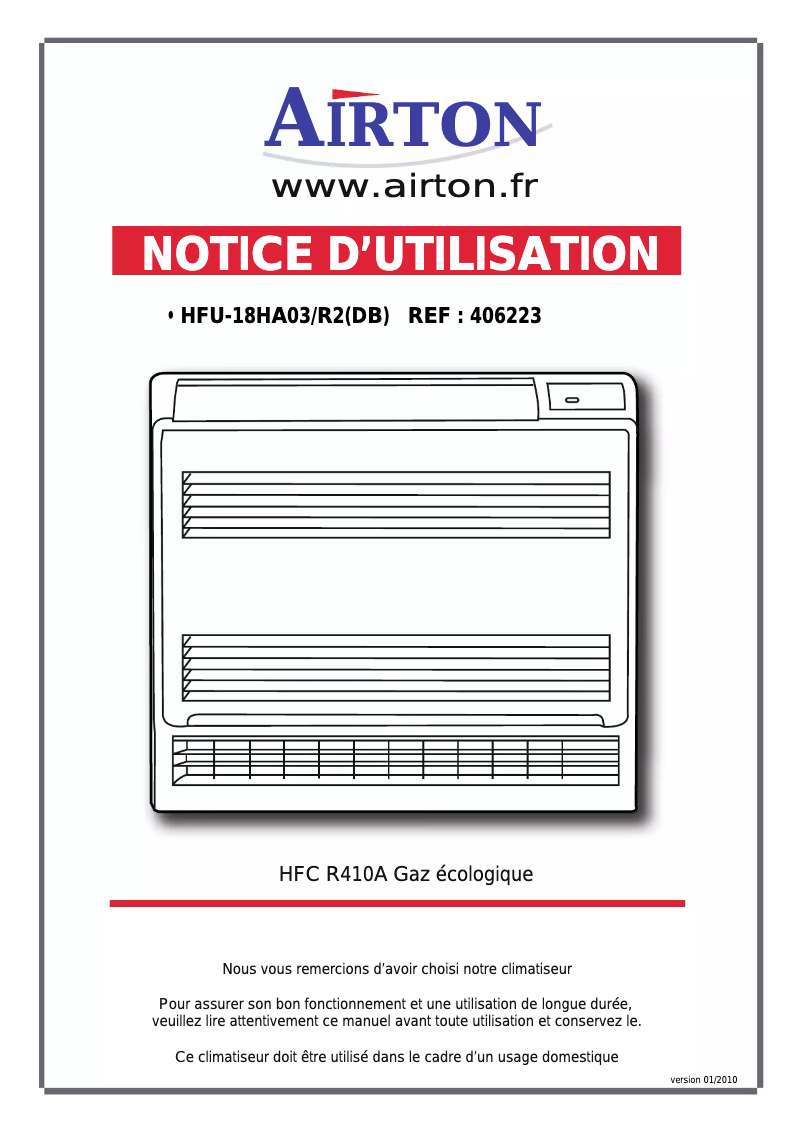 Image de la première page du manuel de l'appareil HFU 18 HA03/R2