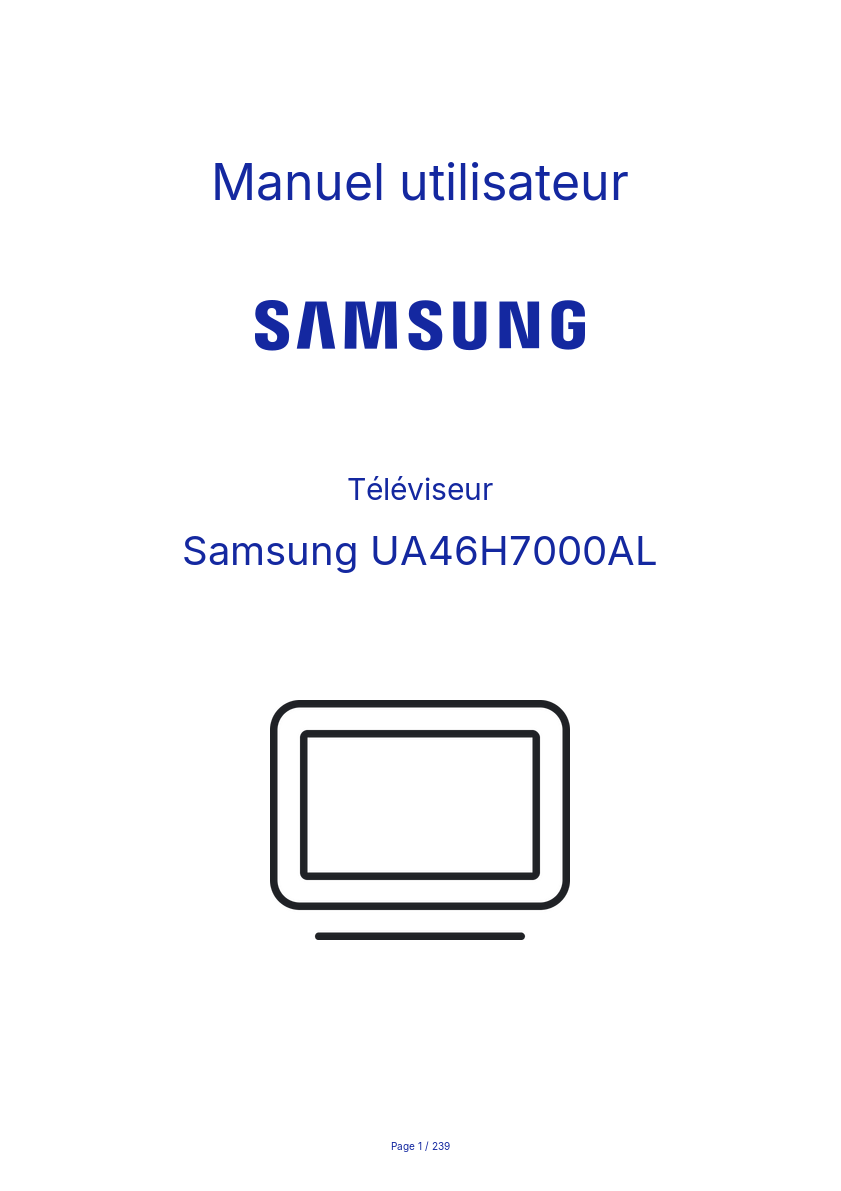 Page n°1 - Manuel utilisateur Samsung UA46H7000AL