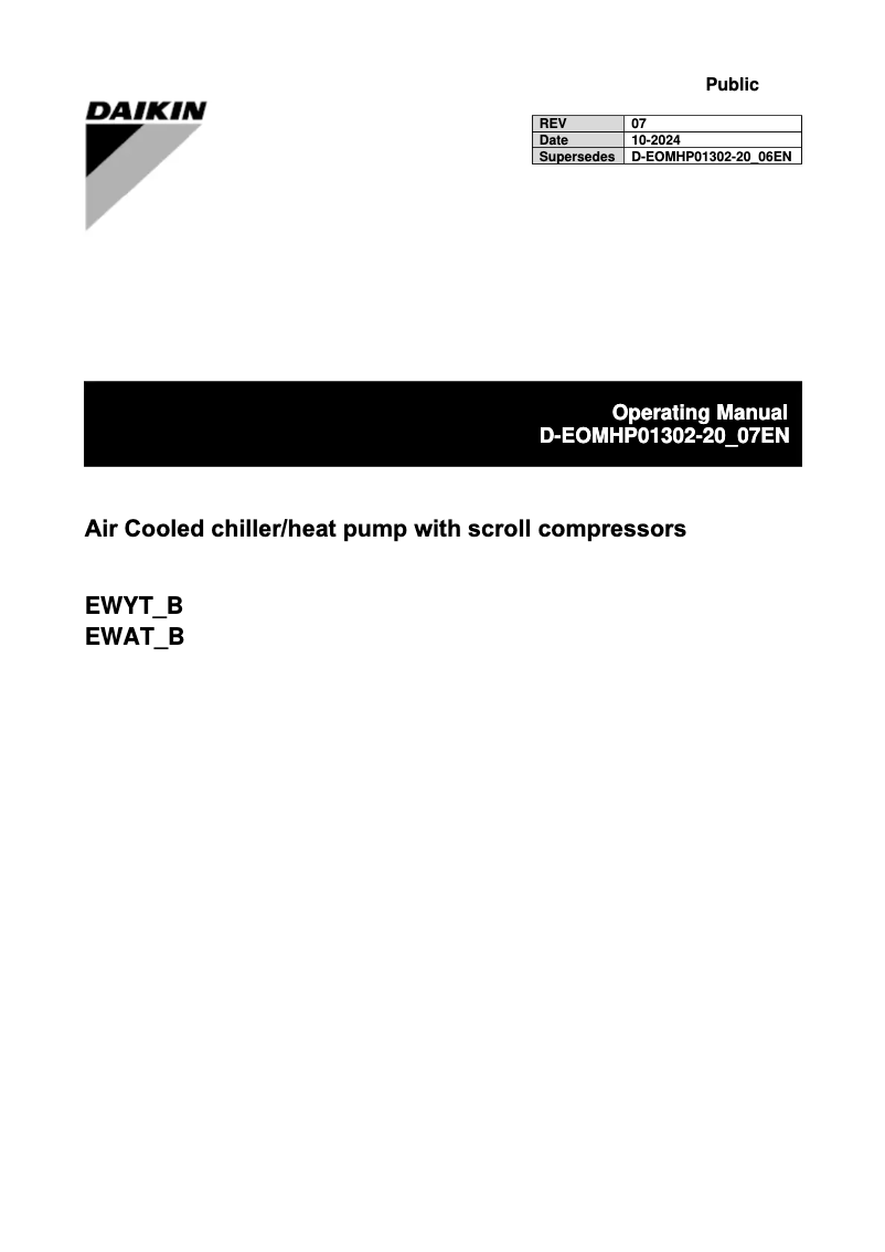 Page n°1 - Manuel utilisateur Daikin EWAT195B-SLA2