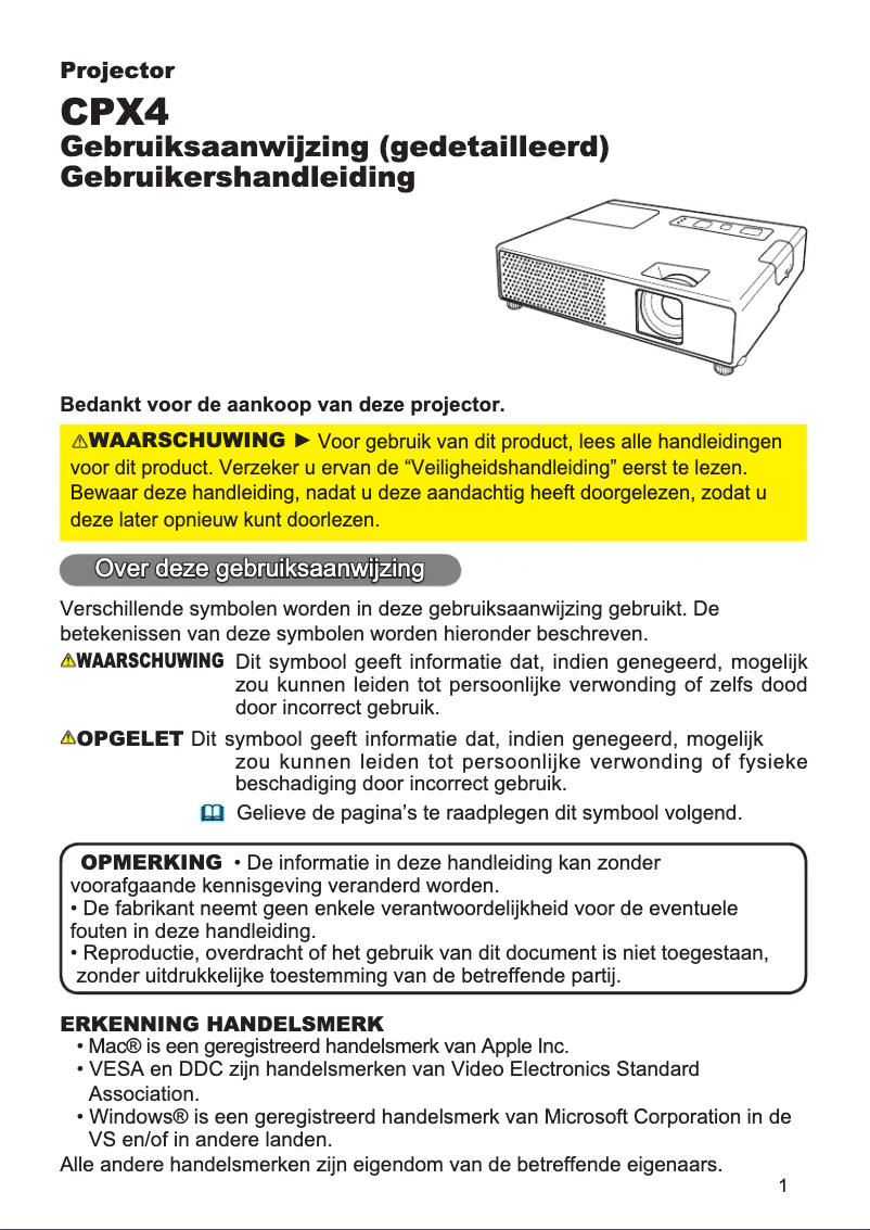 Image de la première page du manuel de l'appareil CPX4WF