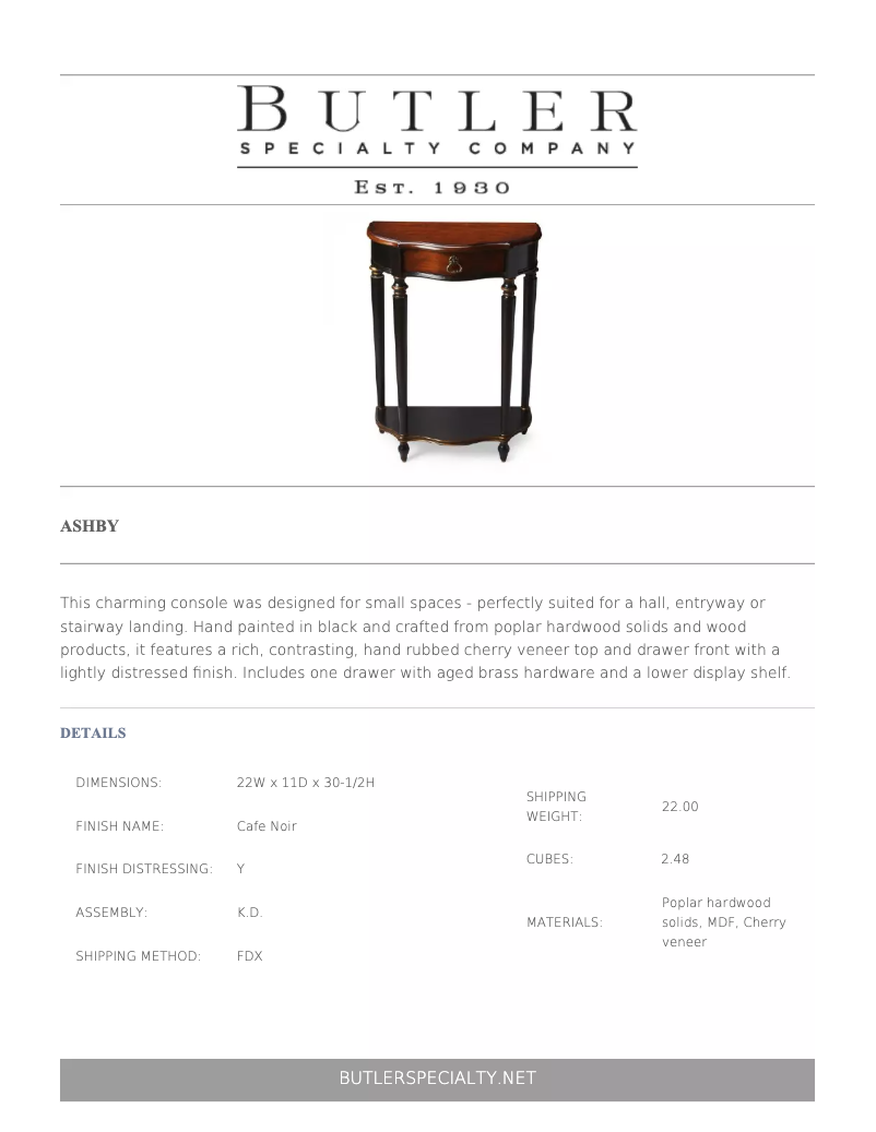Page n°1 - Manuel utilisateur Butler Ashby 2101104