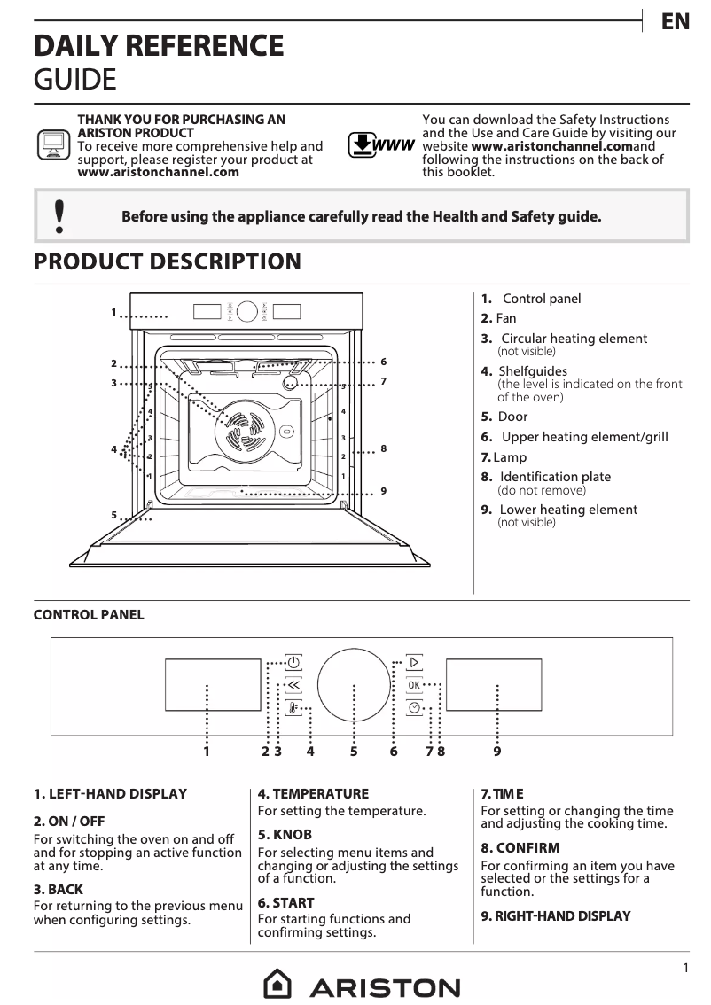 Page 1 de la notice Manuel utilisateur Ariston Thermo FI5 854 P IX A AUS