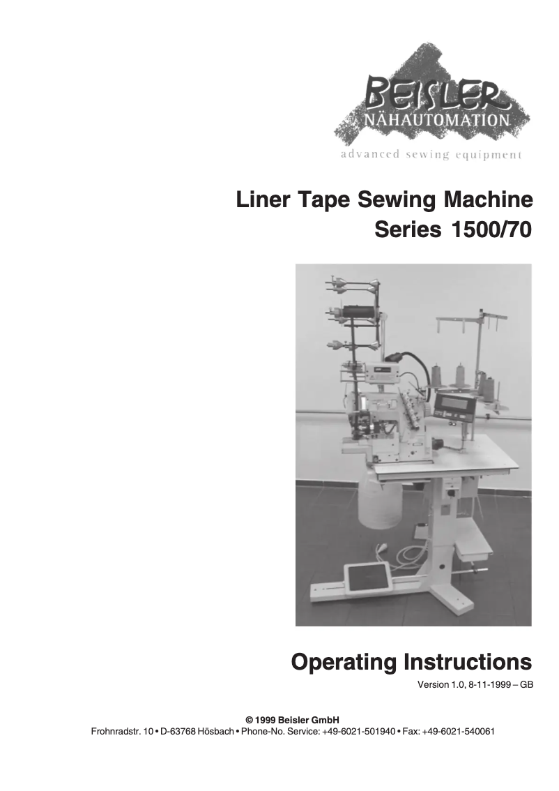 Page 1 of the manual User Manual Dürkopp Adler 1500