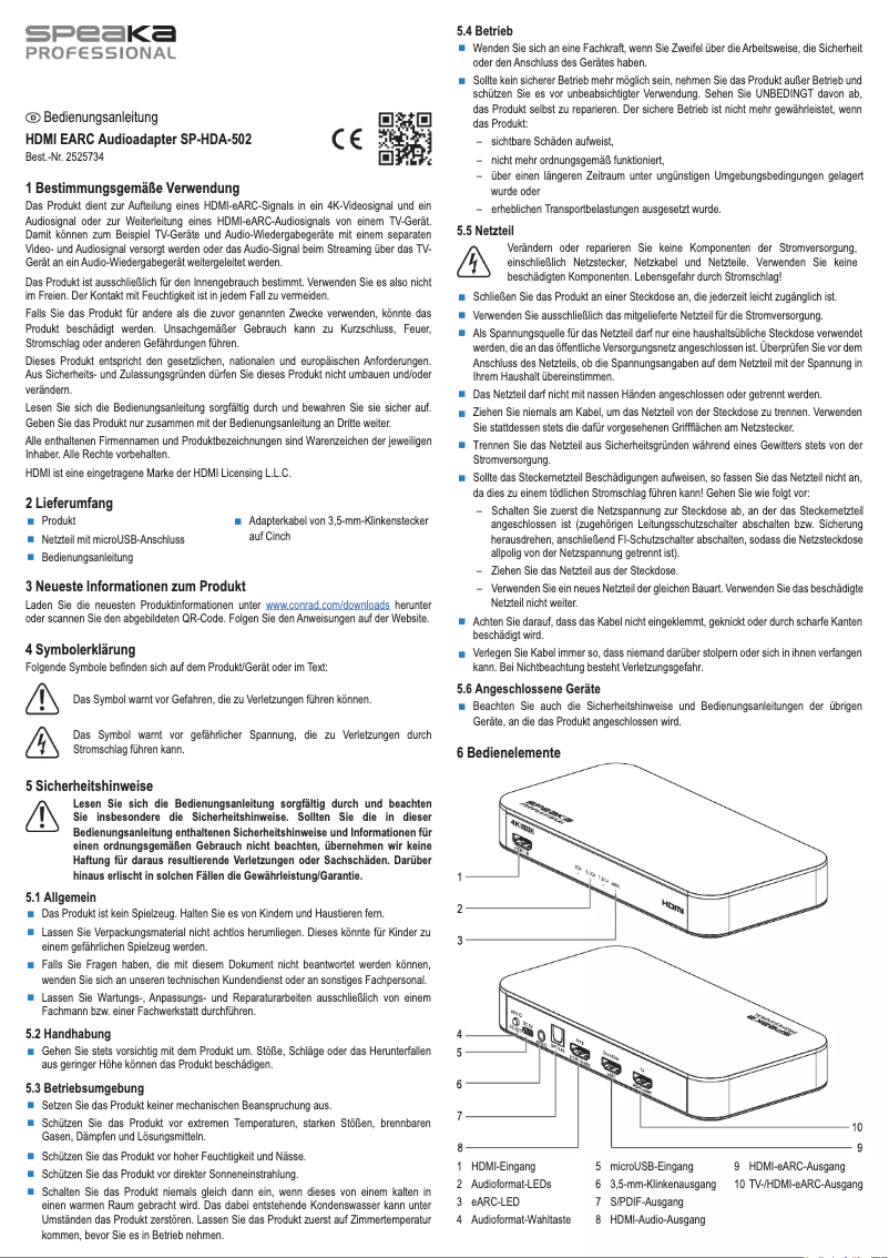 Image de la première page du manuel de l'appareil SP-HDA-502