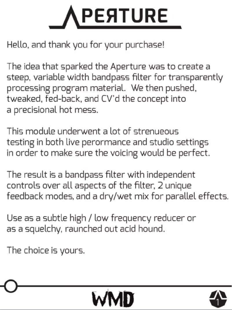 Image de la première page du manuel de l'appareil Aperture