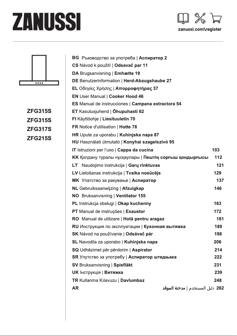 Page n°1 - Manuel utilisateur Zanussi ZFG215S
