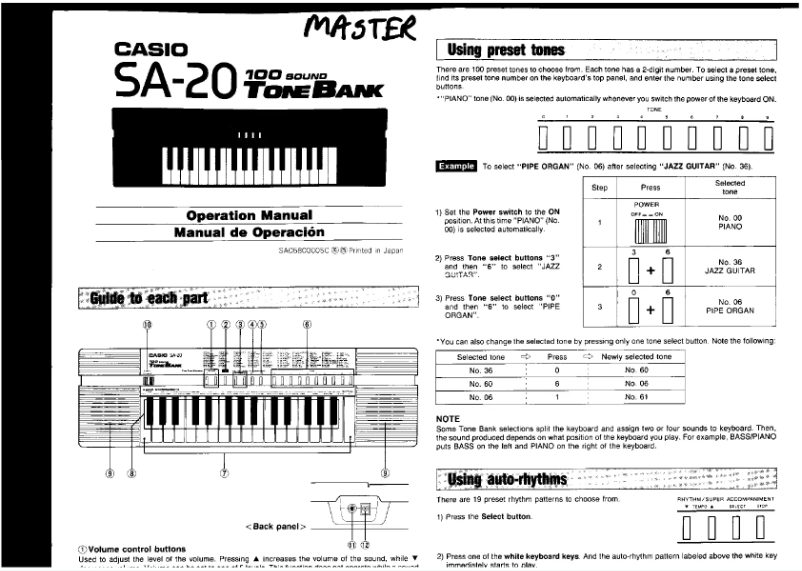 Image de la première page du manuel de l'appareil SA-20