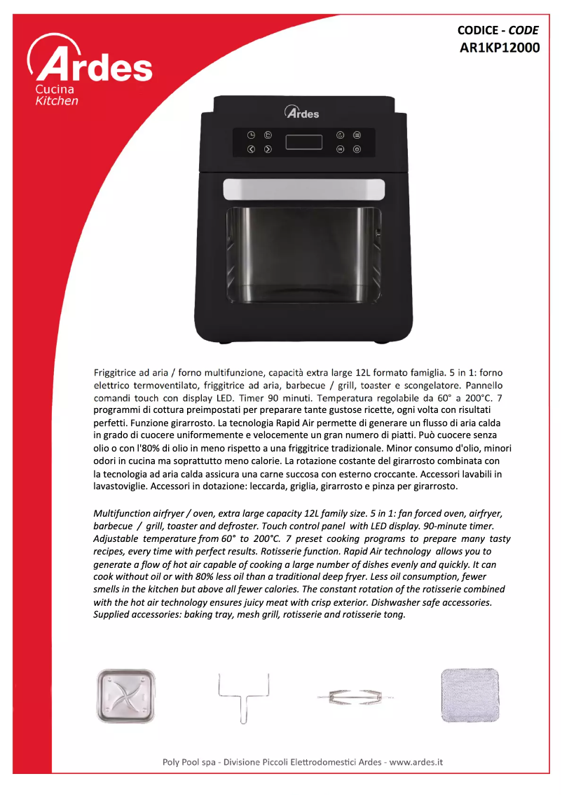 Page n°1 - Fiche technique Ardes AR1KP12000