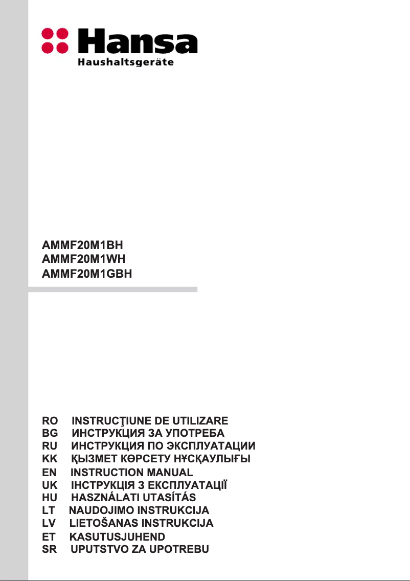 Page n°1 - Manuel utilisateur Hansa AMMF20M1BH