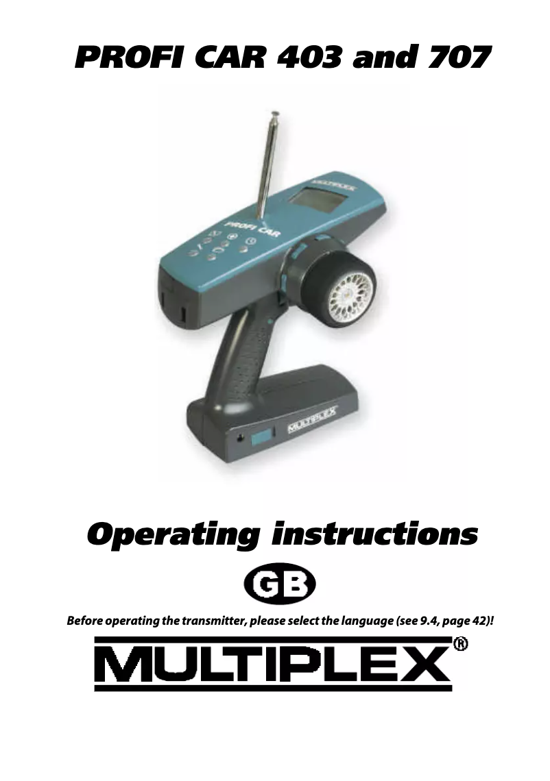 Page n°1 - Manuel utilisateur Multiplex PROFI CAR 707