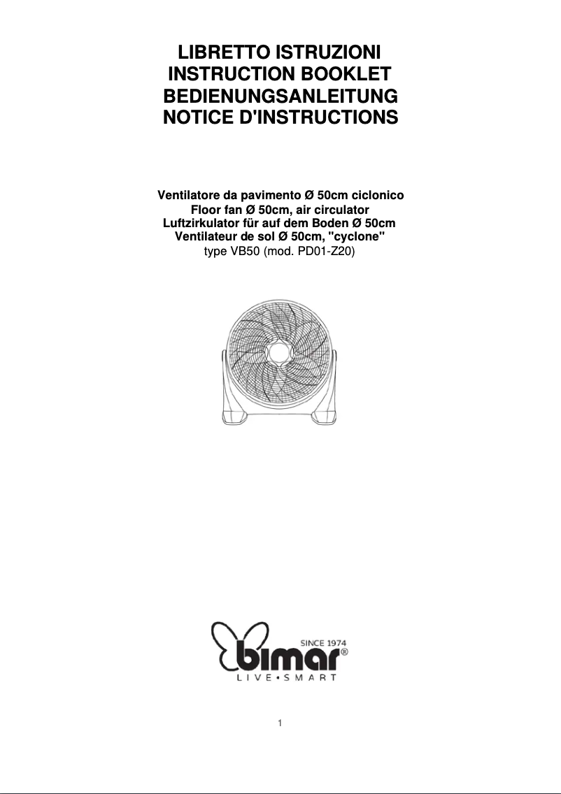 Page 1 de la notice Manuel utilisateur Bimar VB50