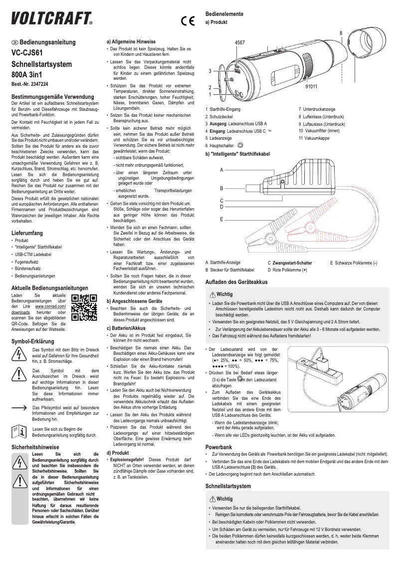 Page 1 de la notice Manuel utilisateur Voltcraft VC-CJS61
