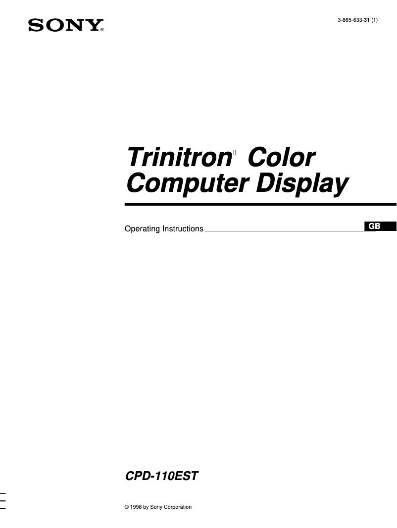 Página 1 del manual Manual de usuario Sony CPD-110EST