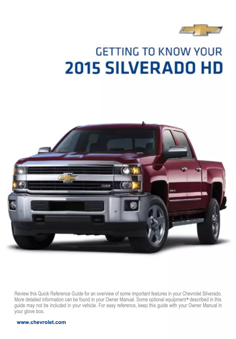 Page 1 de la notice Guide de démarrage rapide Chevrolet Silverado 2500 HD (2015)