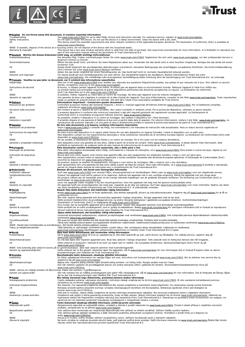 Page 1 de la notice Manuel utilisateur Trust Convex