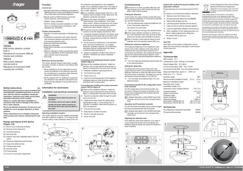 Page 1 de la notice Guide d'installation Hager TXC515