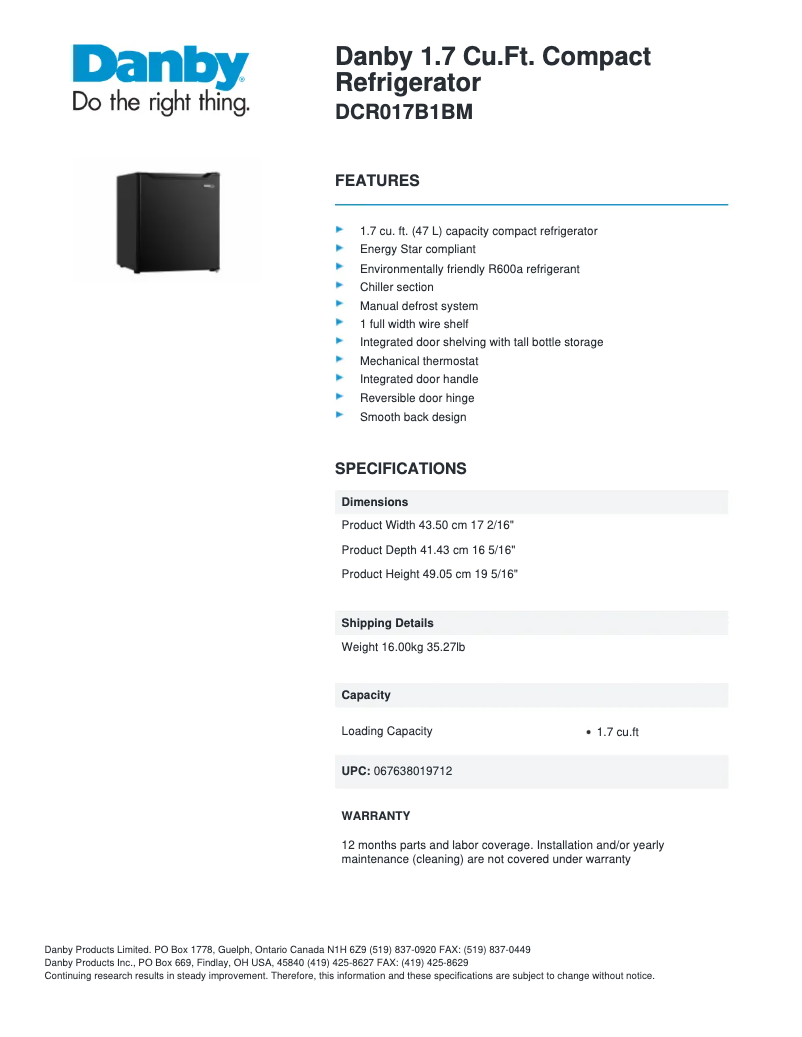 Image de la première page du manuel de l'appareil DCR017B1BM