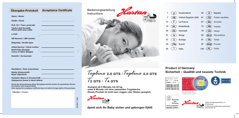 Page 1 de la notice Manuel utilisateur Hartan Topline T2 GTS
