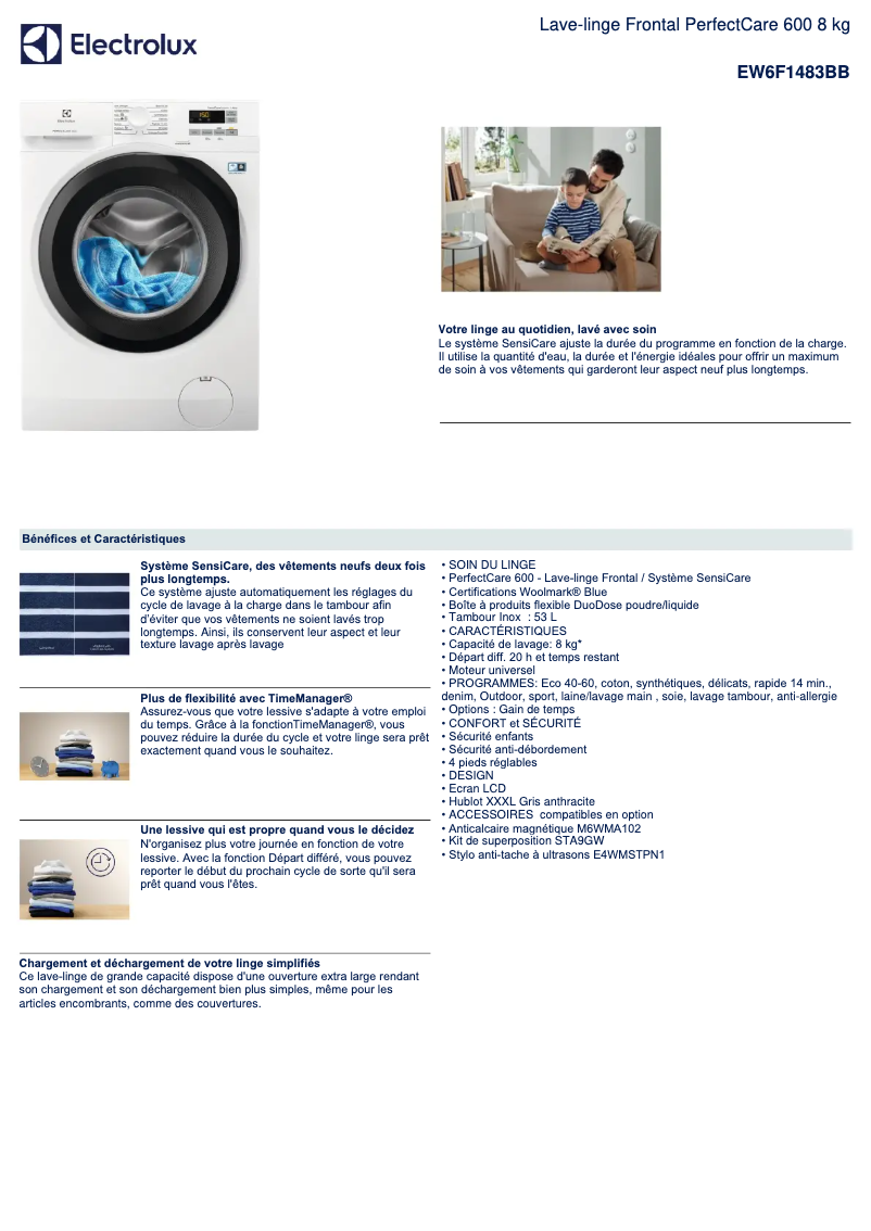 Image de la première page du manuel de l'appareil EW6F1483BB