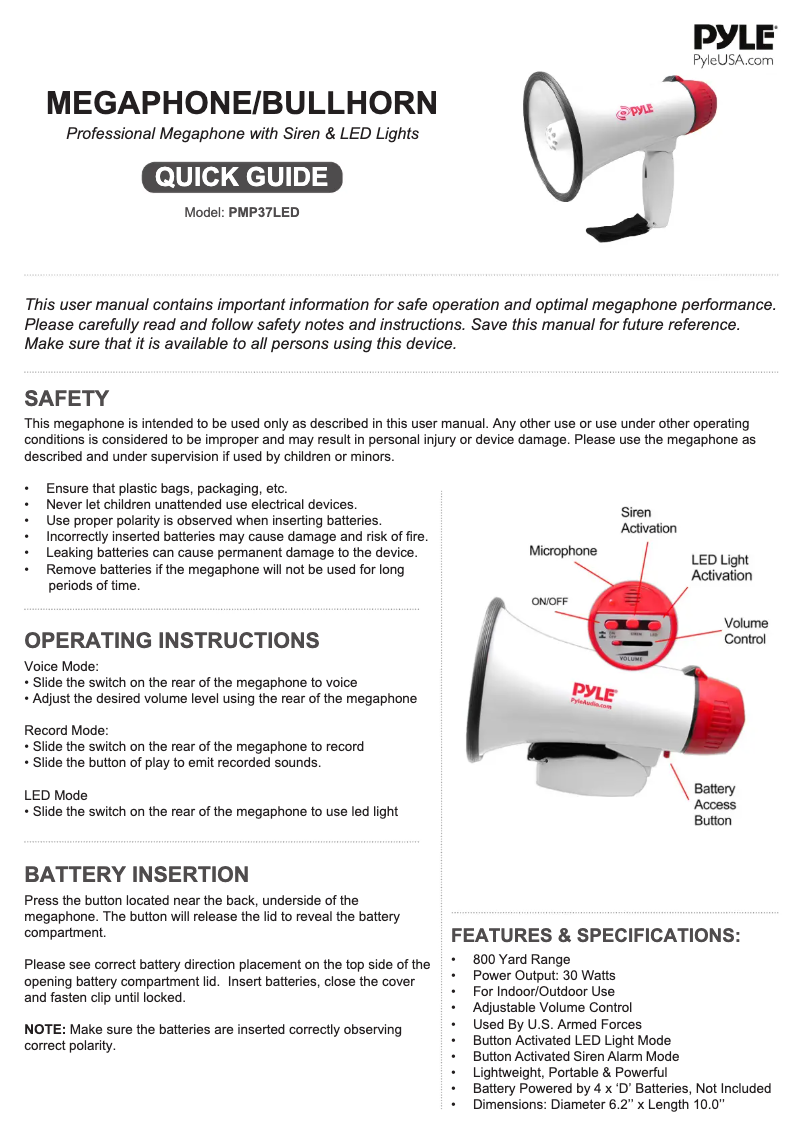 Image de la première page du manuel de l'appareil PMP37LEDE